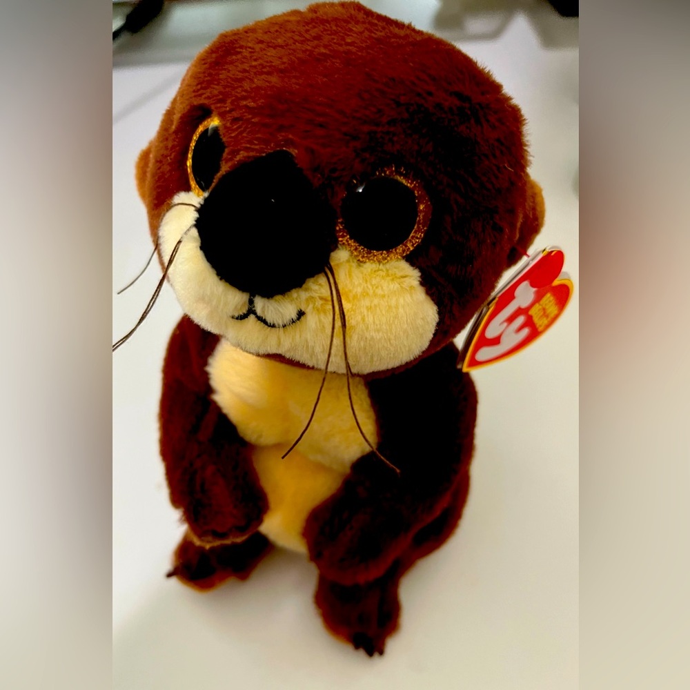 TY Plush Beanie Bellies Mitch River Otter Brown Stuffed Animal 2022 6"